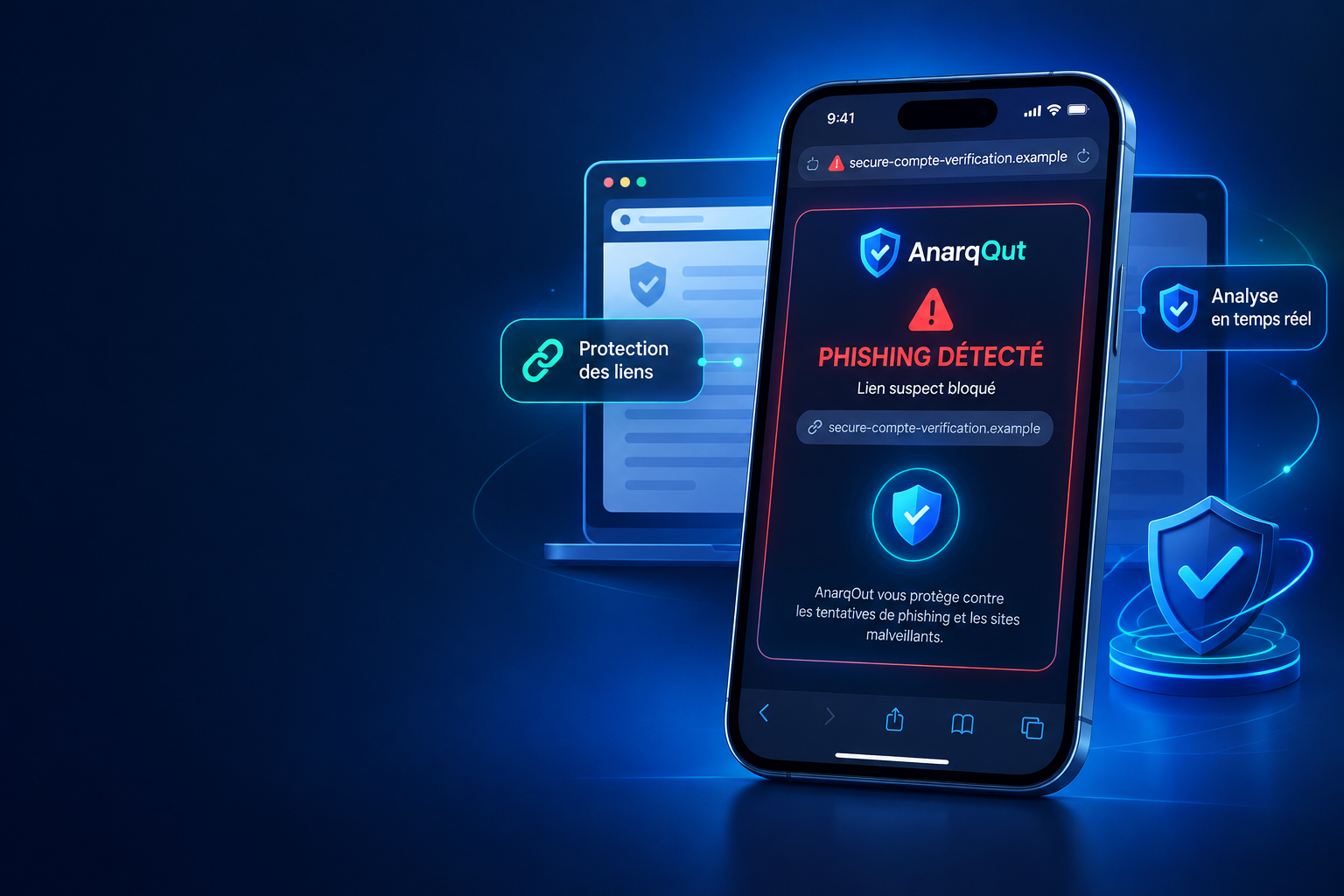 Illustration de la protection contre les liens suspects et le phishing